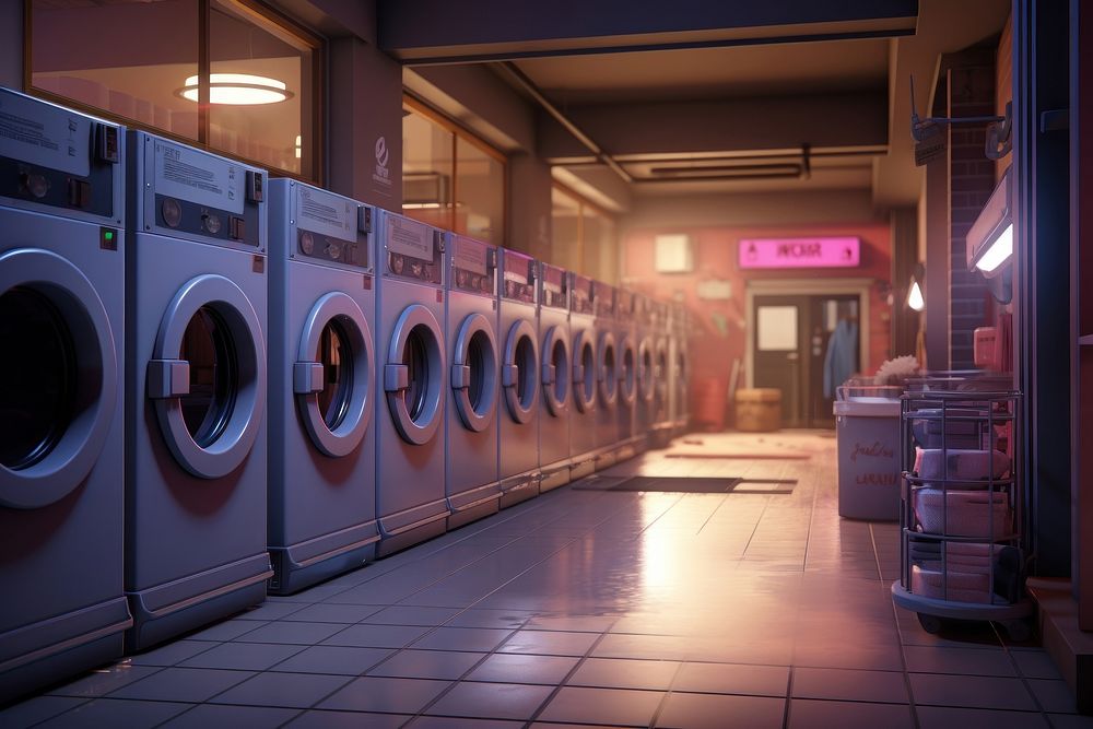 Laundry appliance dryer night. AI generated Image by rawpixel.