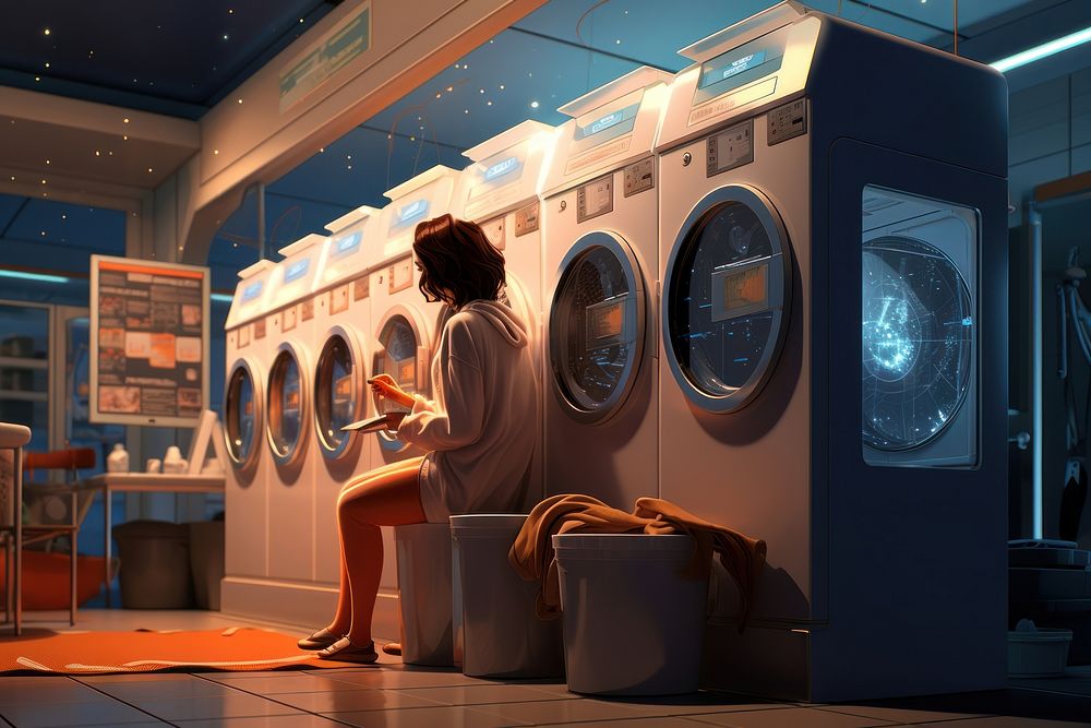 Laundry appliance dryer adult. AI generated Image by rawpixel.