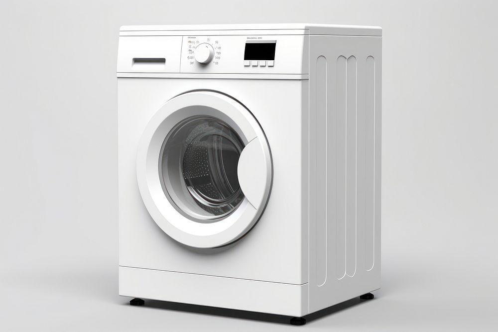 Washing machine appliance dryer white background. 