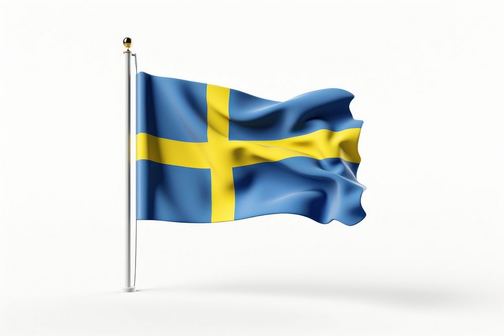 Swedish flag white background patriotism symbol. AI generated Image by rawpixel.