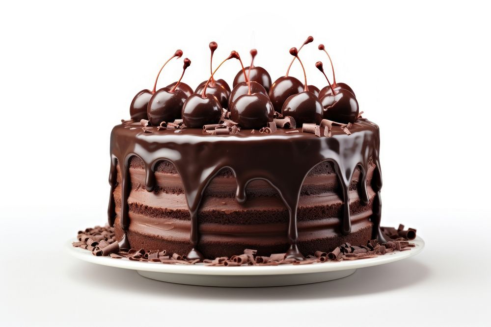 Chocolate birthday cake dessert cream food. AI generated Image by rawpixel.