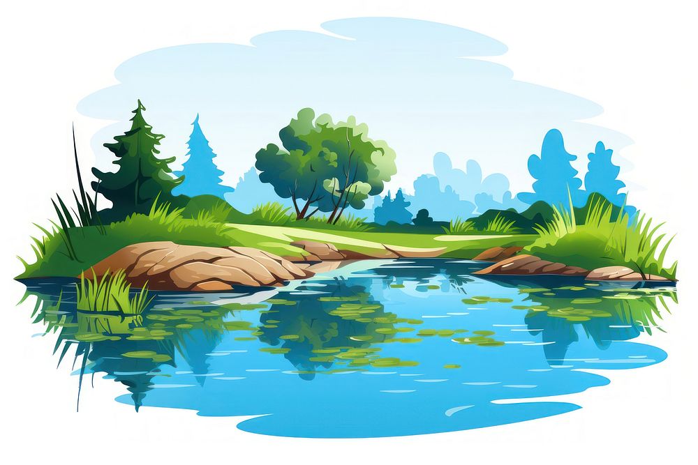 Lake pond landscape outdoors. AI generated Image by rawpixel.