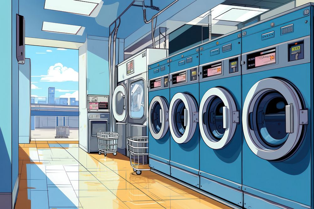 Self-service laundry appliance washing dryer. 