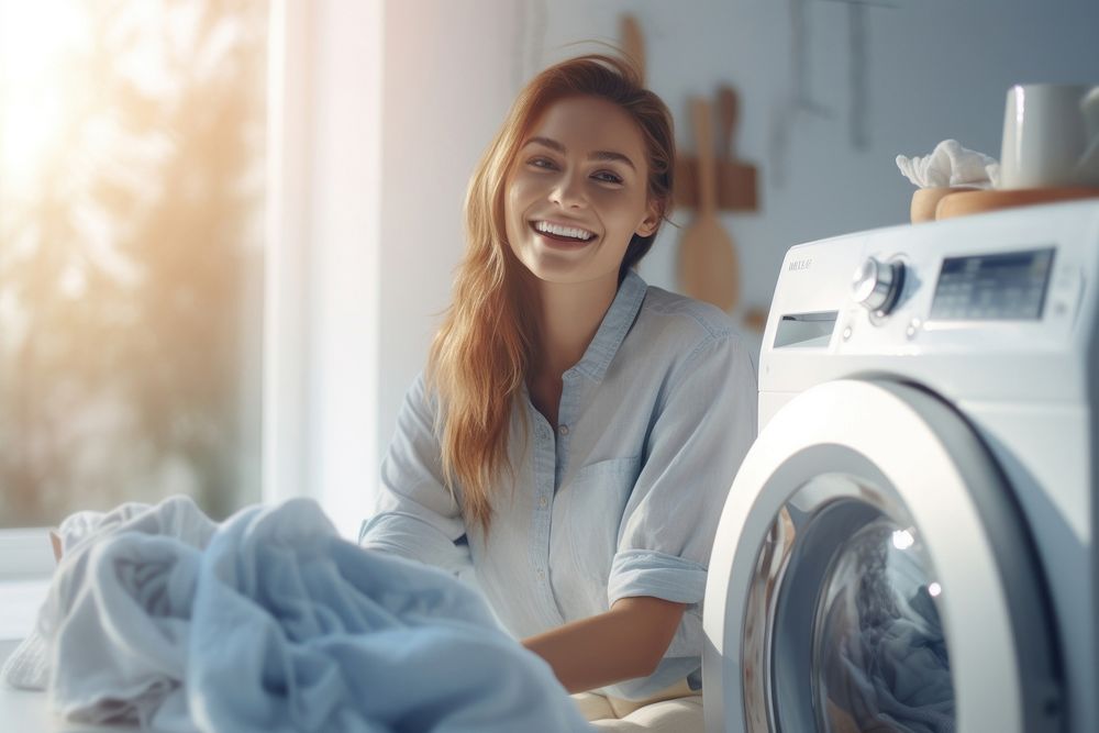 Laundry appliance smiling dryer. AI generated Image by rawpixel.