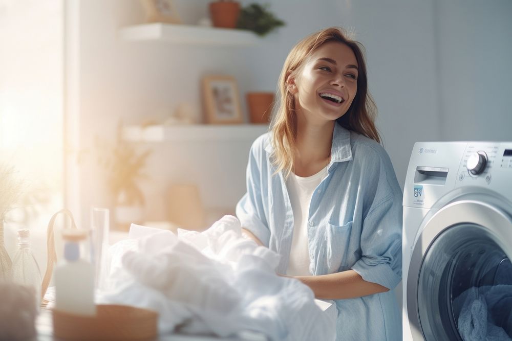 Laundry appliance smiling dryer. AI generated Image by rawpixel.