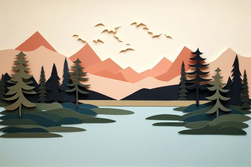Painting drawing plant lake. AI generated Image by rawpixel.