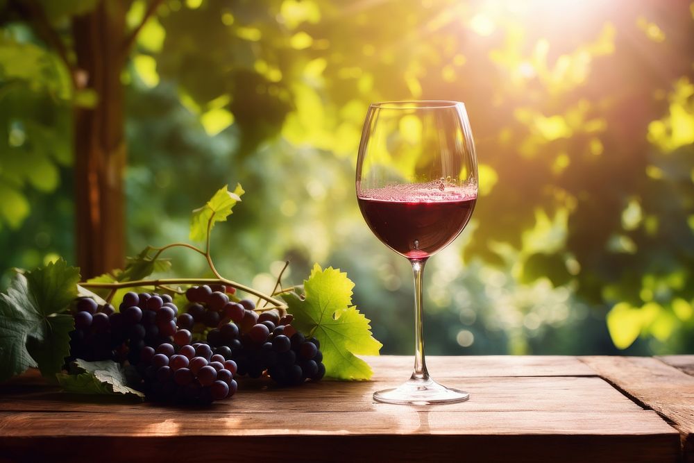 Red wine outdoors vineyard nature. AI generated Image by rawpixel.
