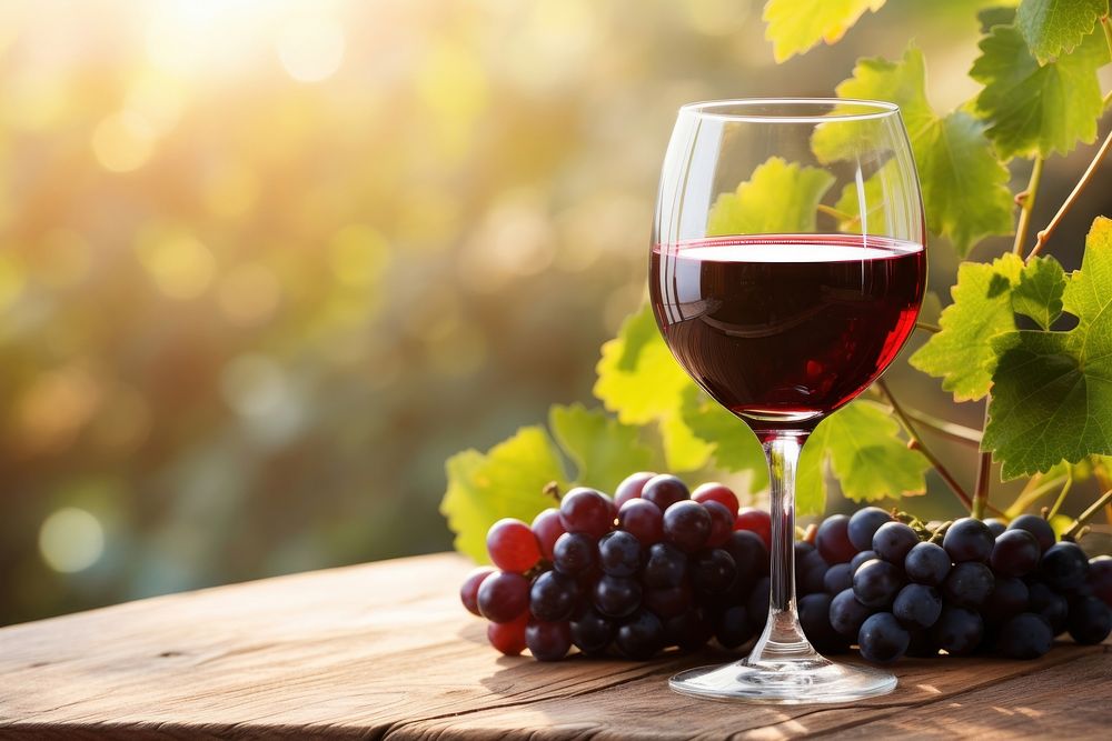 Red wine vineyard outdoors glass. AI generated Image by rawpixel.