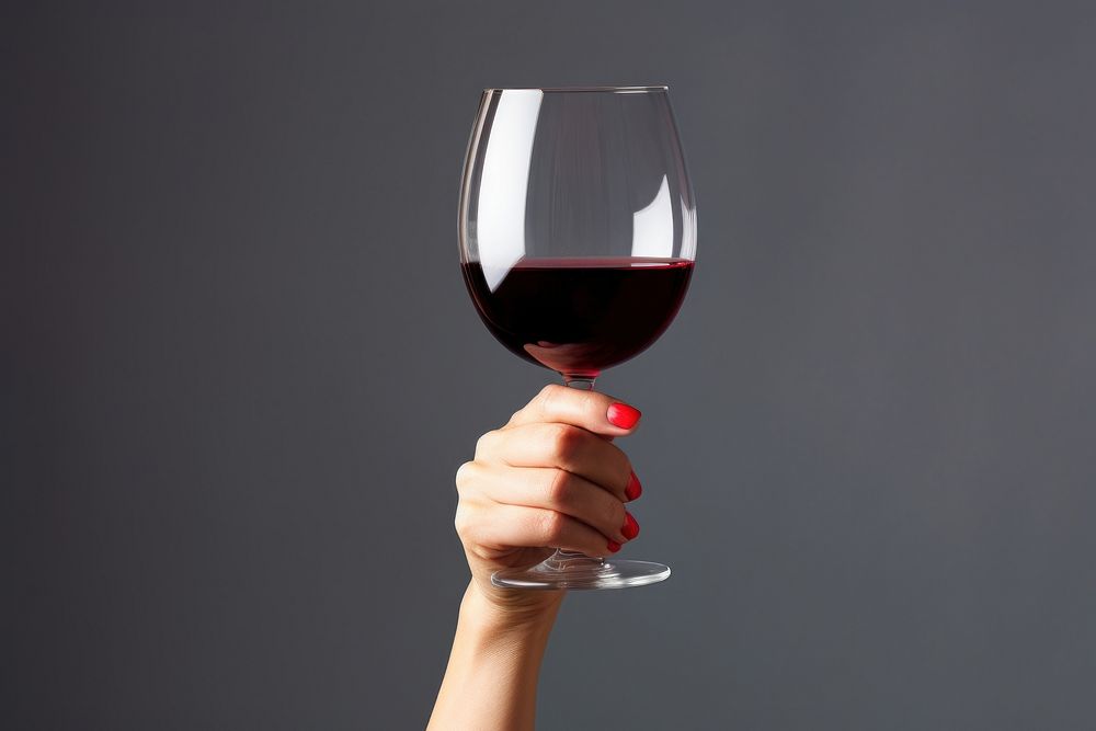 Woman hand glass wine holding. 