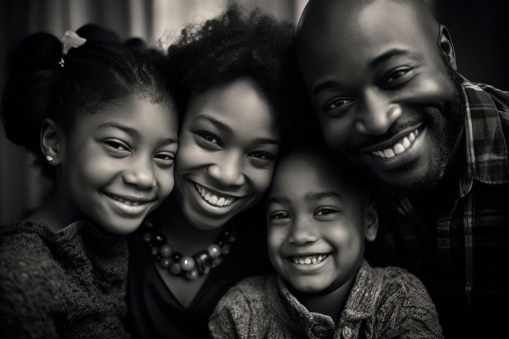 African american laughing portrait family. AI generated Image by rawpixel.