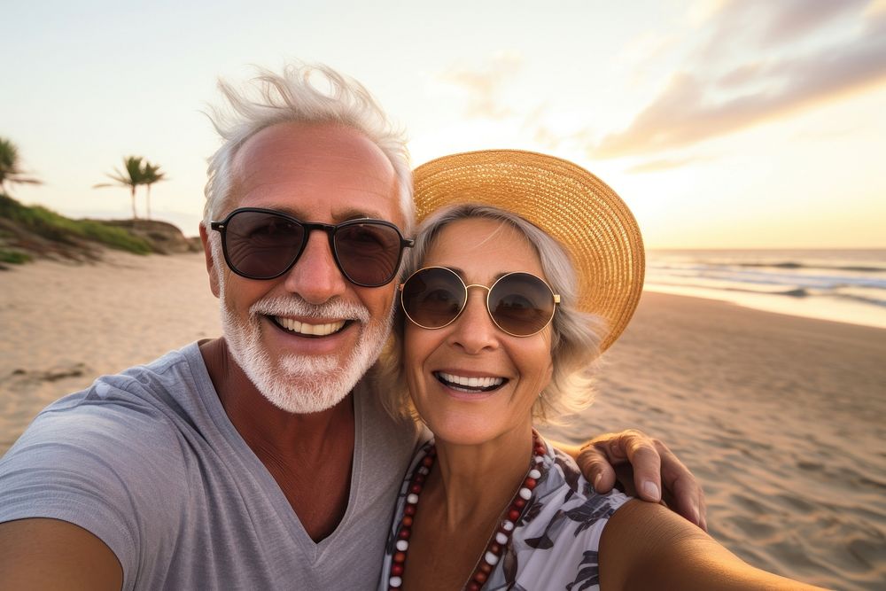 Portrait summer selfie beach. 