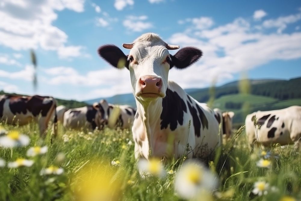 Cow livestock grassland outdoors. 