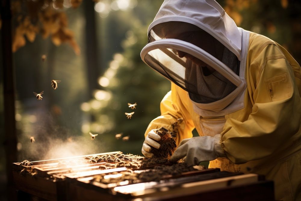 Beekeeper beekeeper outdoors holding. AI generated Image by rawpixel.