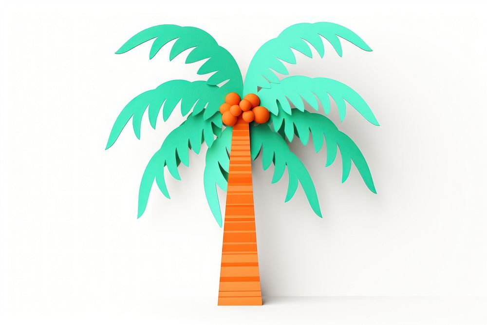 Coconut tree plant white background representation. AI generated Image by rawpixel.