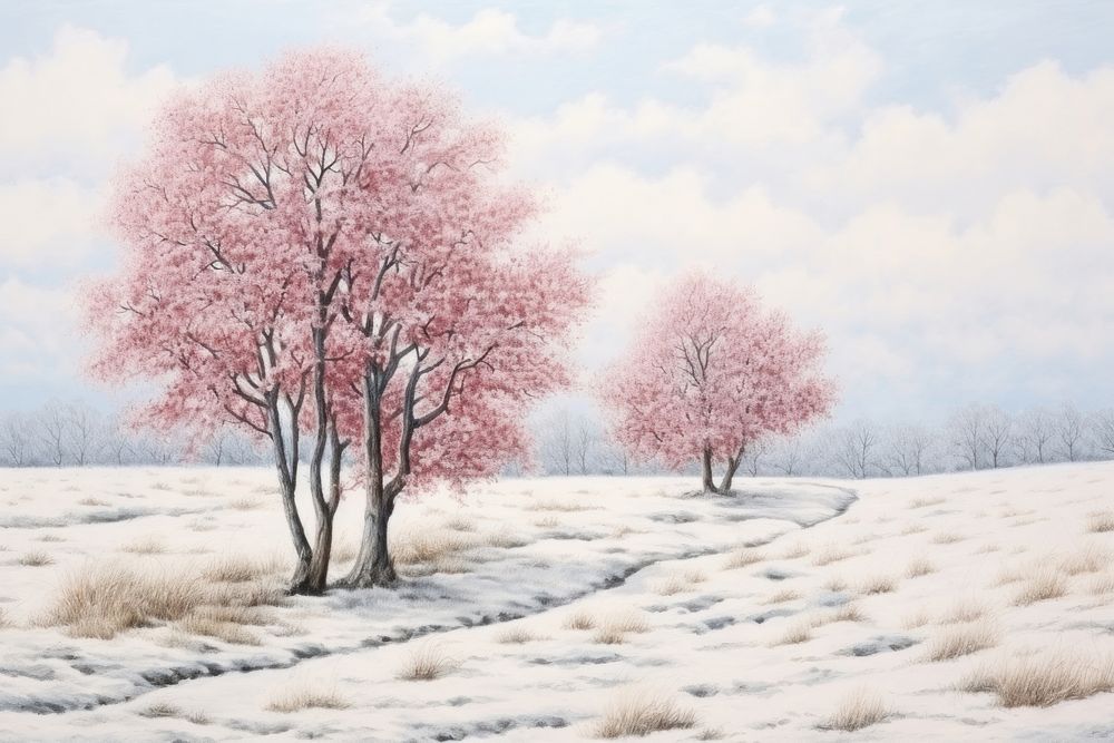 Winter scenery landscape outdoors nature. AI generated Image by rawpixel.