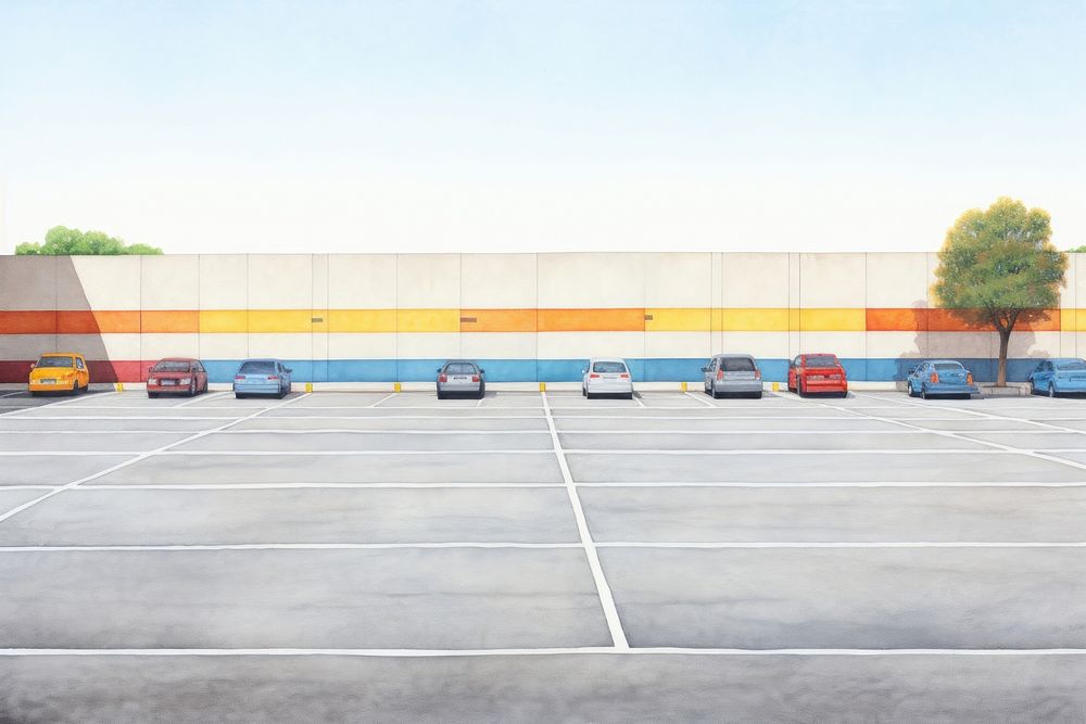 Parking lot vehicle car transportation. AI generated Image by rawpixel.