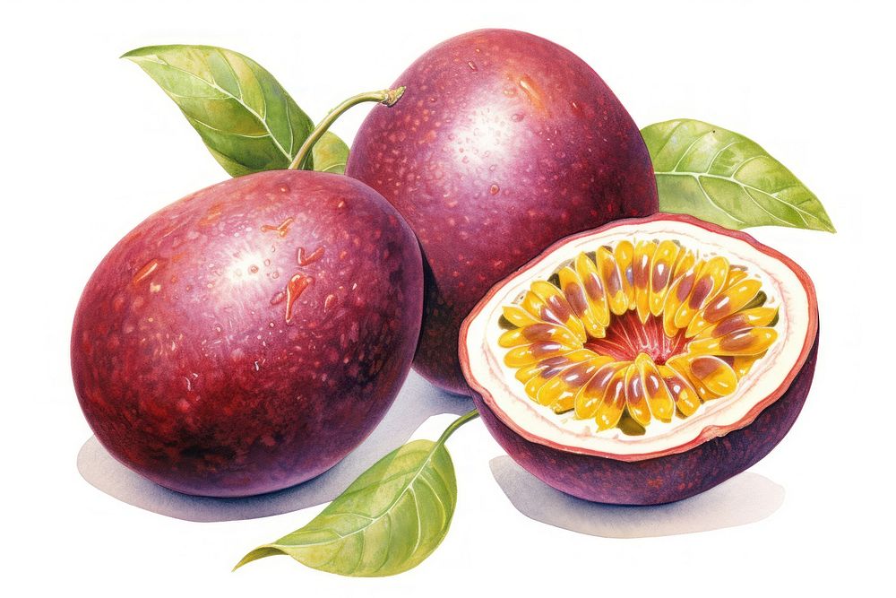 Passion fruit plant food white background. AI generated Image by rawpixel.
