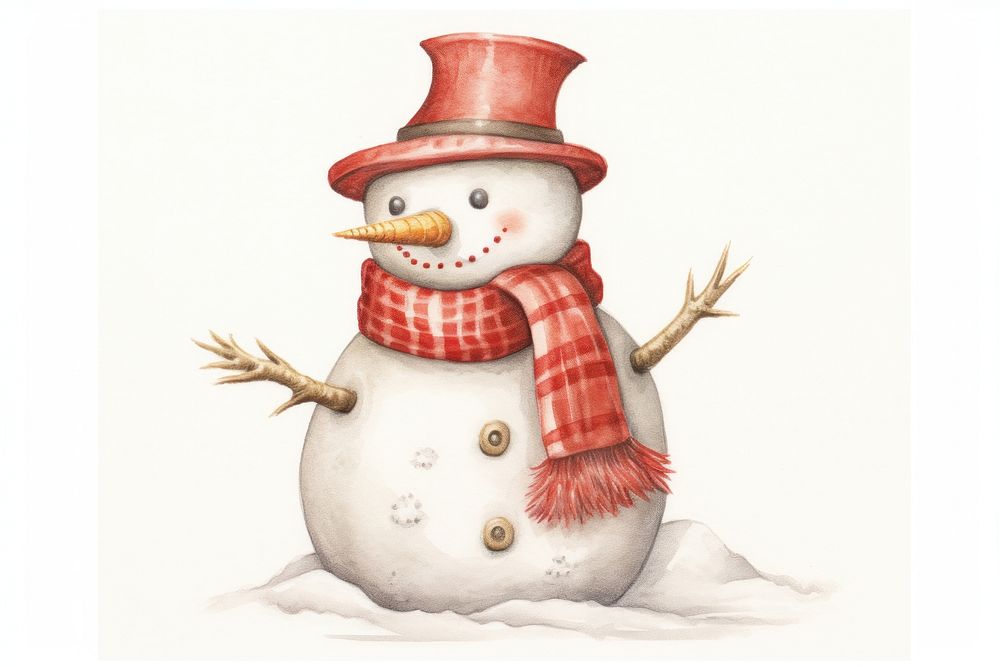 Poster Winter snowman theme drawing 1 - PIXERS.US
