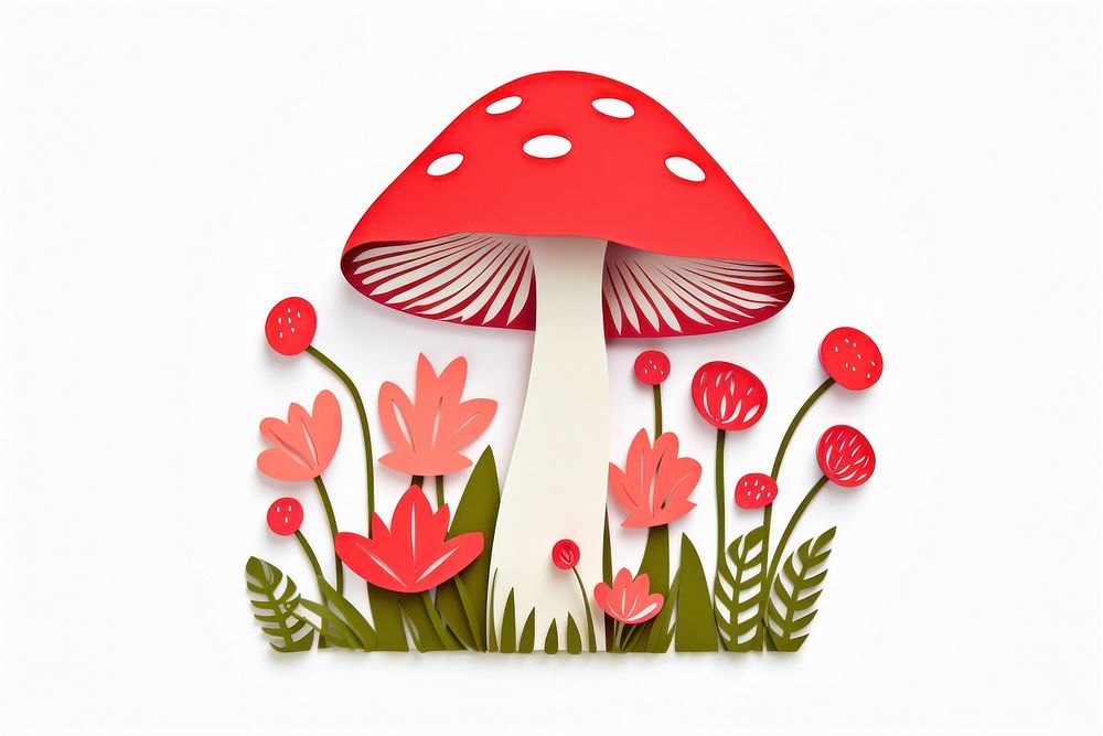 Mushroom flower plant white background. AI generated Image by rawpixel.