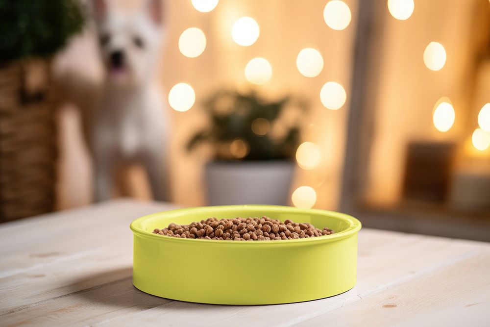 Green pet food bowl