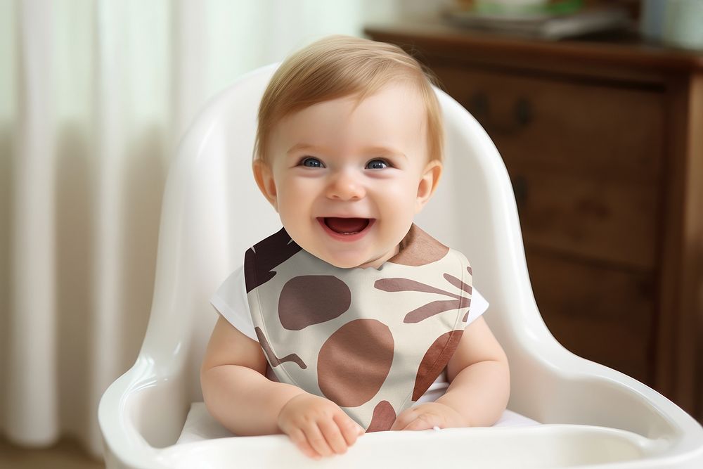 Brown botanical baby bib