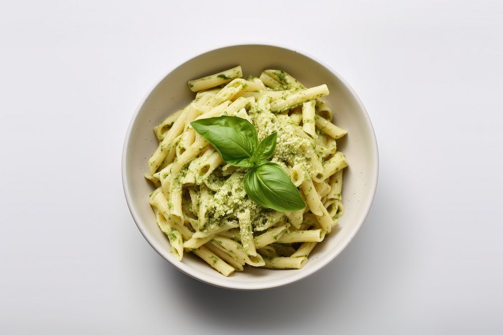 Pesto pasta plate food. 