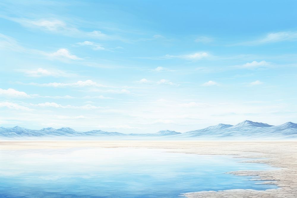 Salt blue Lake backgrounds outdoors horizon. AI generated Image by rawpixel.