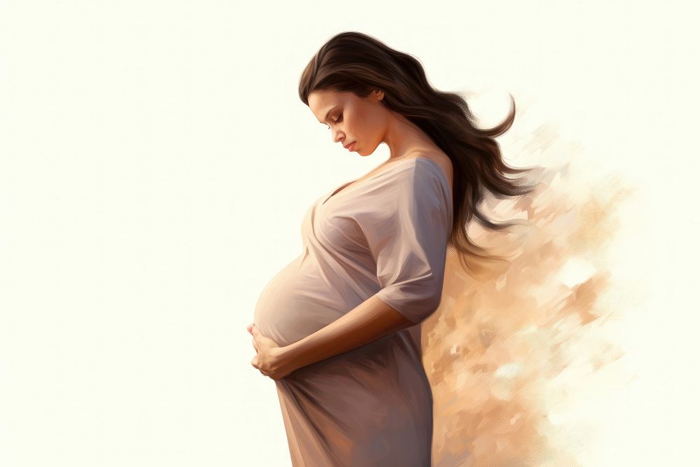 Pregnant touching portrait female. AI generated Image by rawpixel.