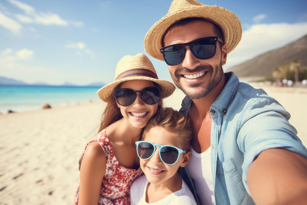Family travel beach sunglasses portrait. AI generated Image by rawpixel.