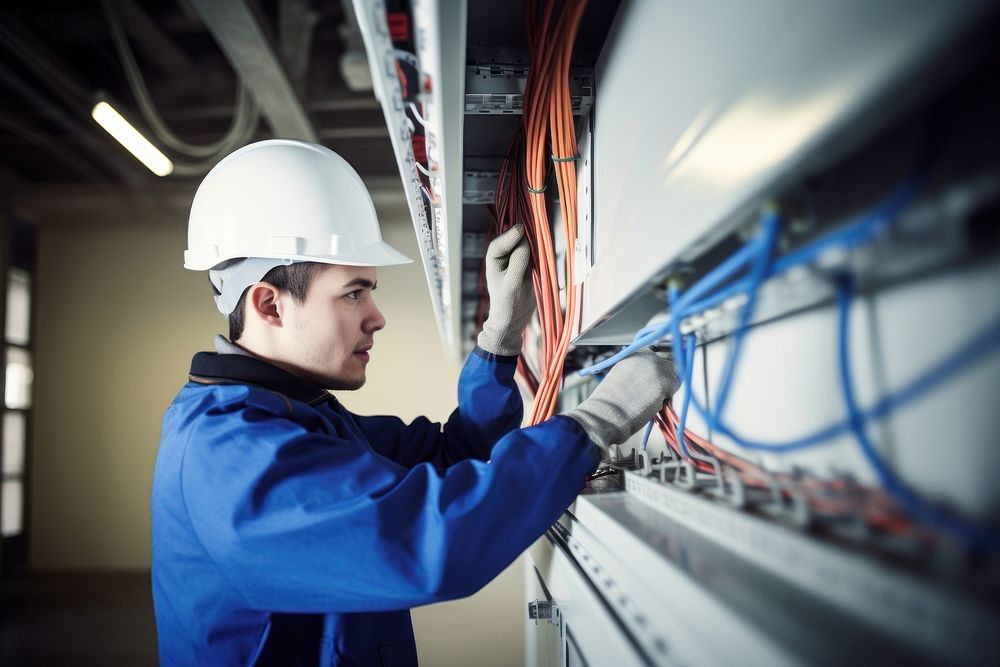 Male Worker hardhat helmet worker. AI generated Image by rawpixel.