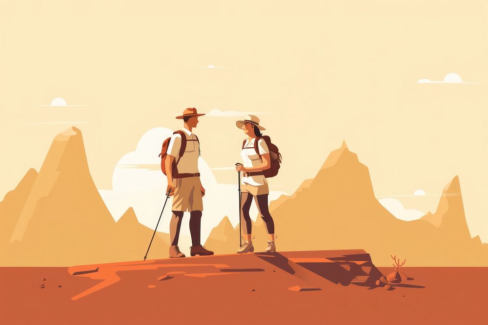 Outdoors hiking adult togetherness. AI generated Image by rawpixel.