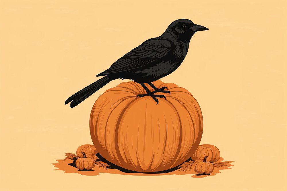 Raven pumpkin animal black. AI generated Image by rawpixel.