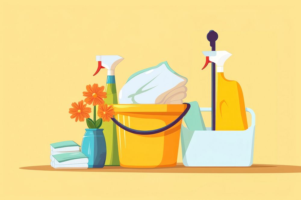 Cleaning service cleaning bottle bucket. AI generated Image by rawpixel.