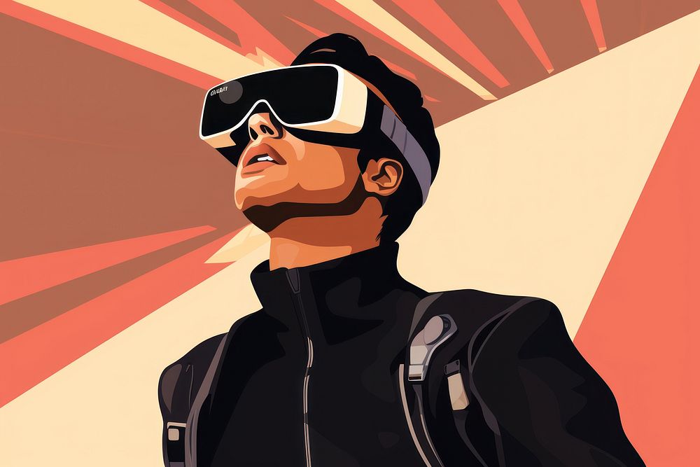 Cyberspace sunglasses portrait cartoon. AI generated Image by rawpixel.
