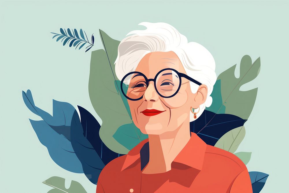 Elderly woman cozy home glasses portrait. AI generated Image by rawpixel.