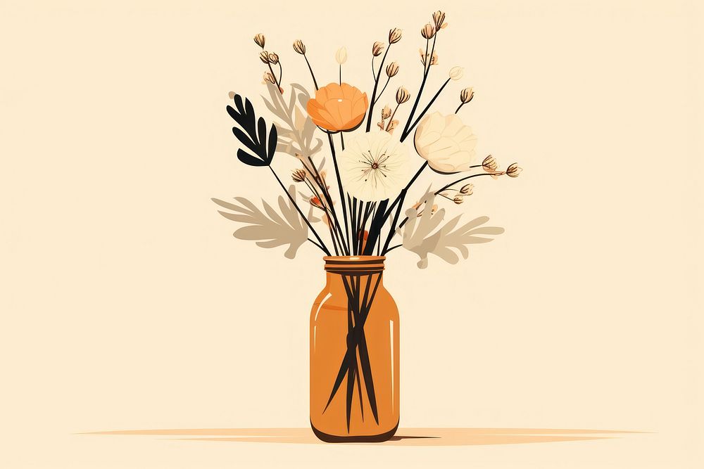 Dried flowers plant vase jar. AI generated Image by rawpixel.