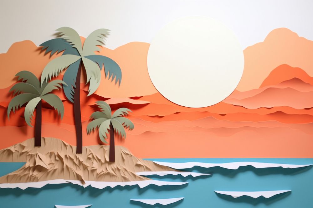 Beach landscape painting nature. AI generated Image by rawpixel.