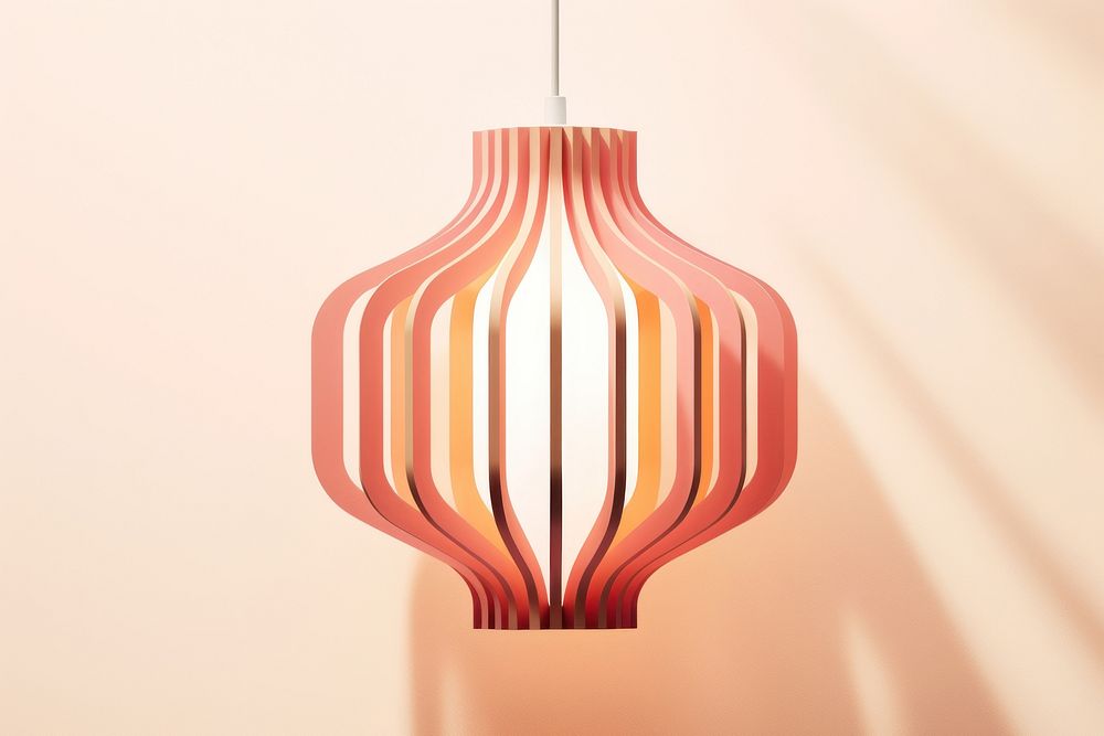 A glass geometric modern ceiling lamp lampshade craft illuminated. AI generated Image by rawpixel.