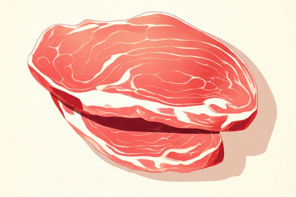 Prosciutto drawing food meat. AI generated Image by rawpixel.