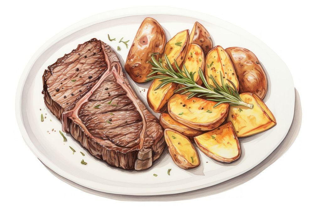 Grilled beef steak plate meat food. AI generated Image by rawpixel.