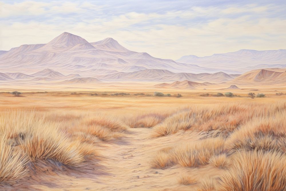 Bolivian Altiplano landscape outdoors drawing. AI generated Image by rawpixel.