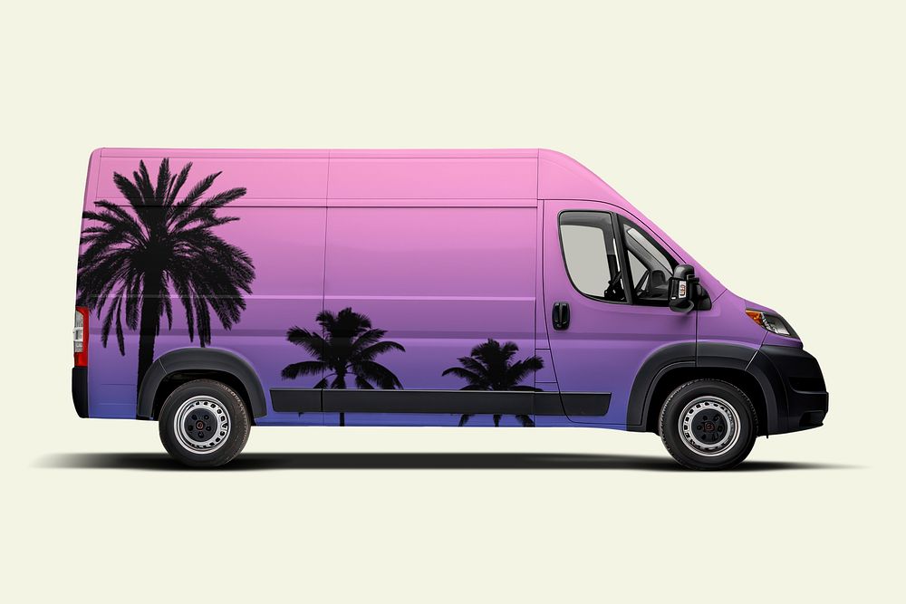 Purple cargo van, vehicle for small business