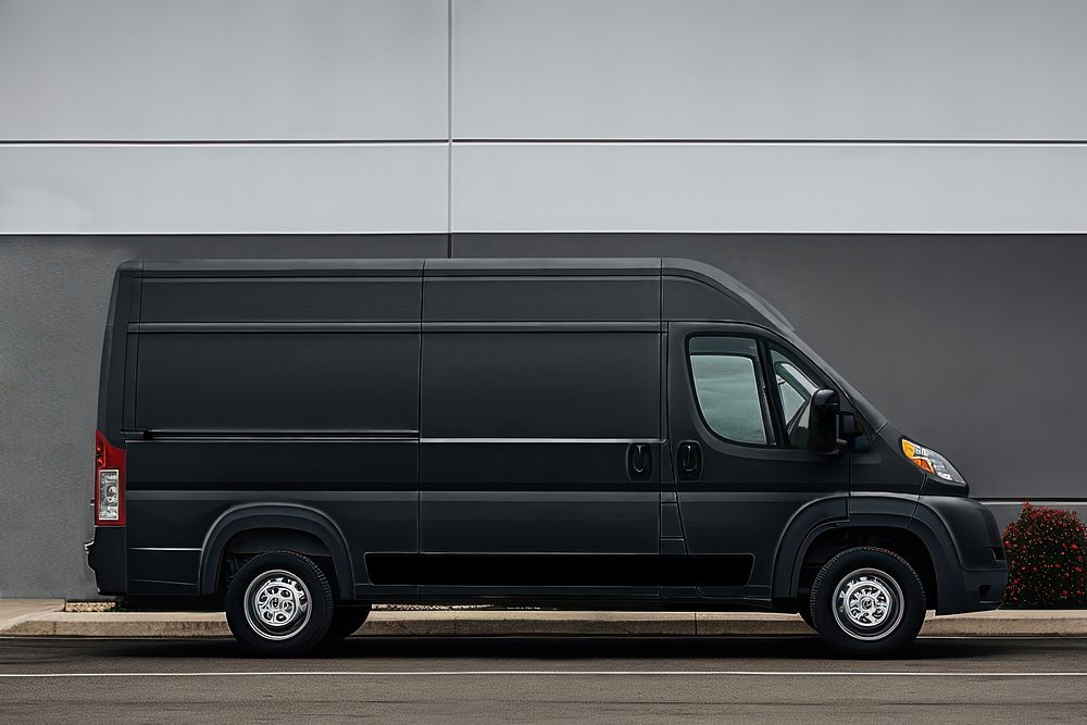 Black cargo van, vehicle for small business