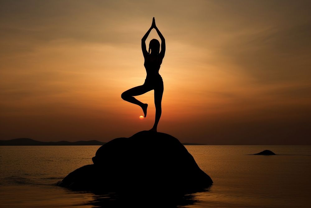 Yoga moon sports adult. AI generated Image by rawpixel.