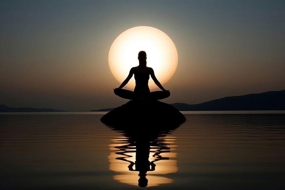 Yoga moon backlighting outdoors. AI generated Image by rawpixel.