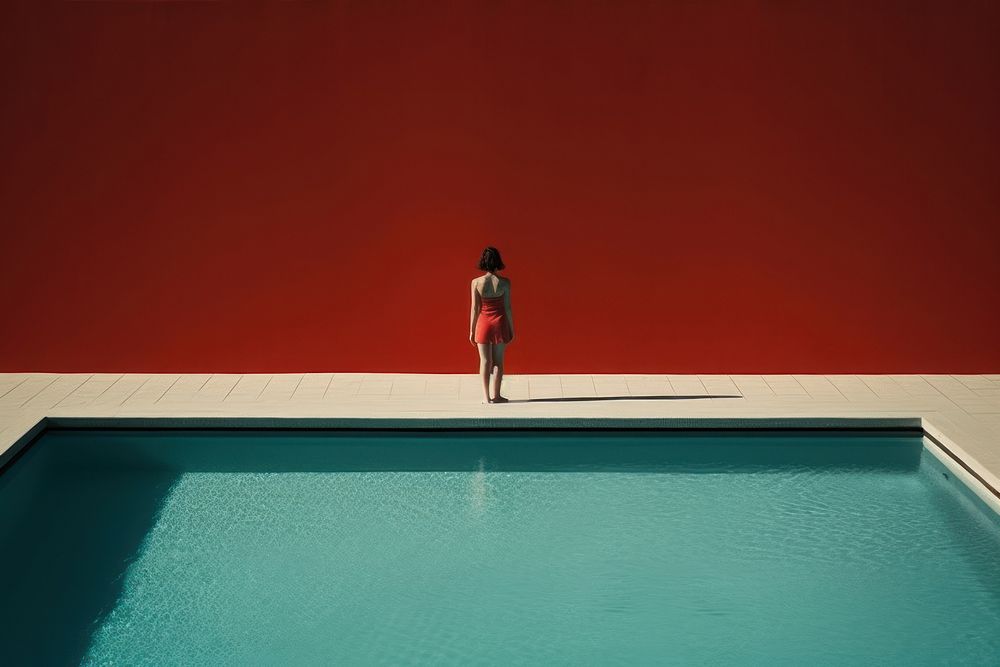 Swimming pool architecture standing poolside. AI generated Image by rawpixel.