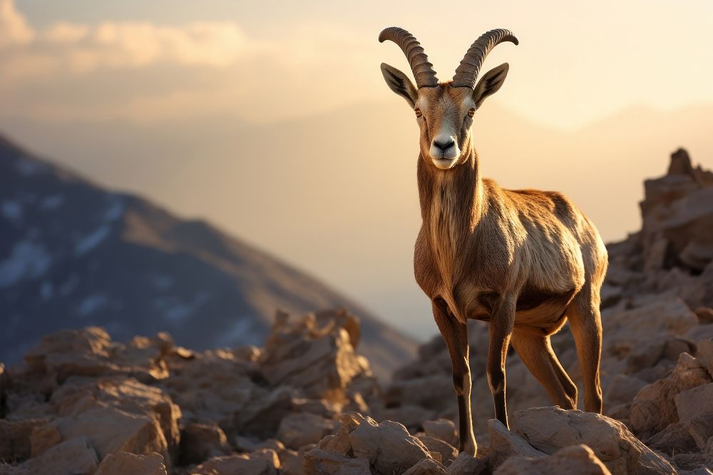 Alpine ibex livestock wildlife animal. 