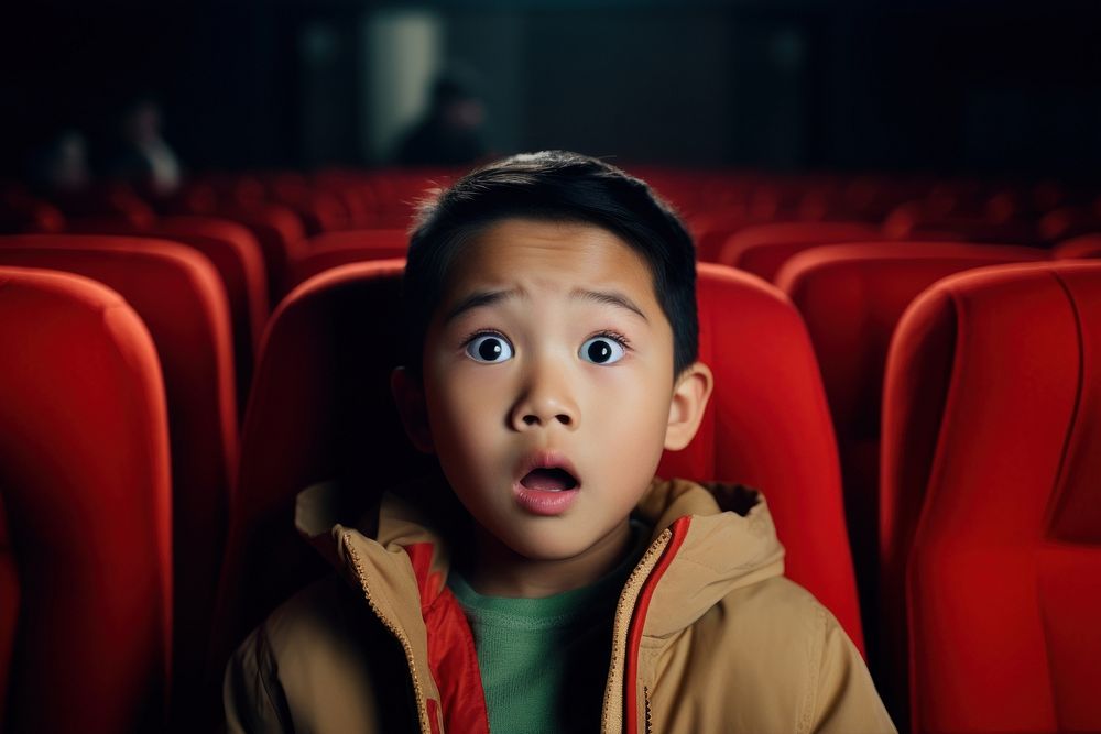 Shocked theater boy portrait. 