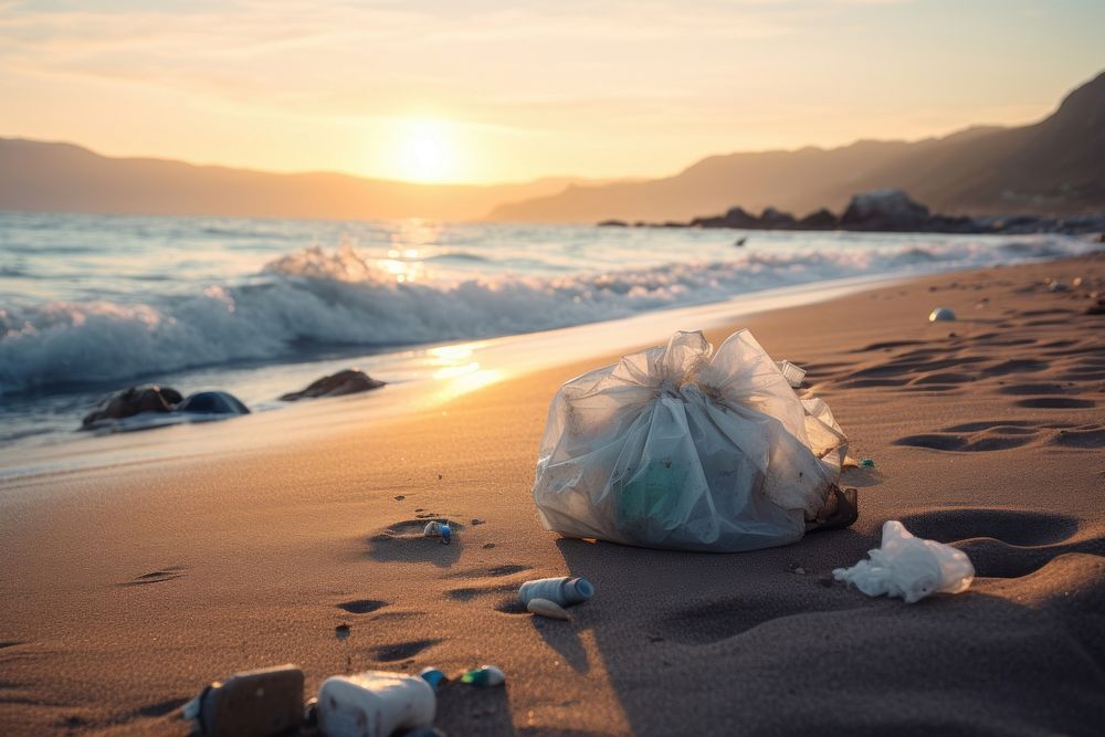 Garbage beach outdoors nature. 