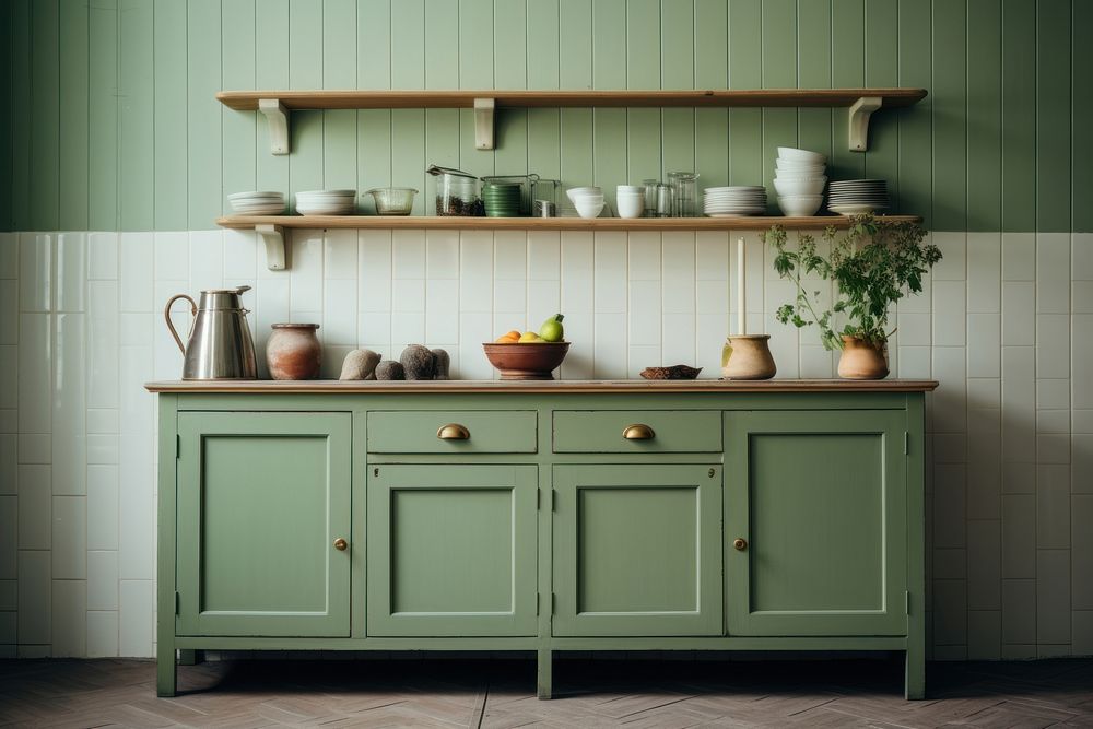 Vintage kitchen furniture sideboard cupboard. AI generated Image by rawpixel.